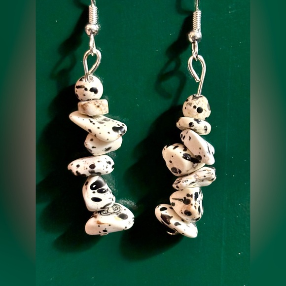Jewelry - Dalmatian Stone Dangle Earrings